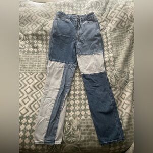 Hollister Light & Dark Blue Patchwork Mom Jeans